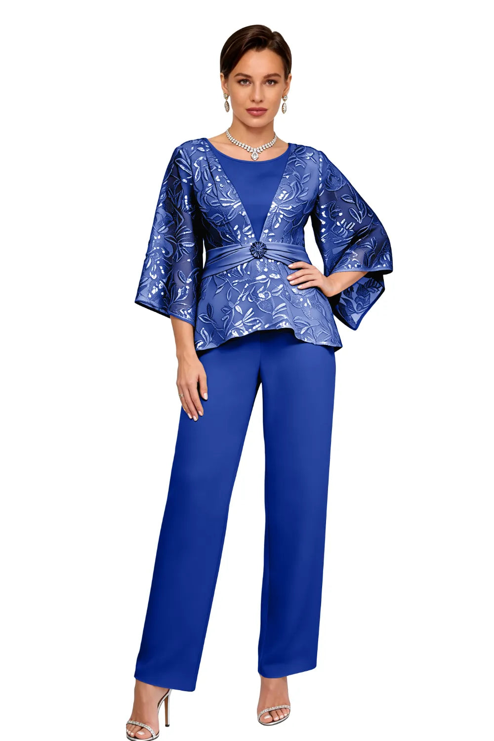 Colette™ | Sequin Lace Bell Sleeve Pant Set