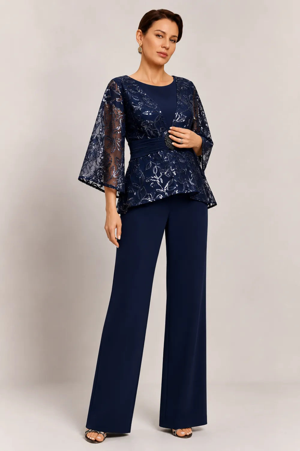 Colette™ | Sequin Lace Bell Sleeve Pant Set