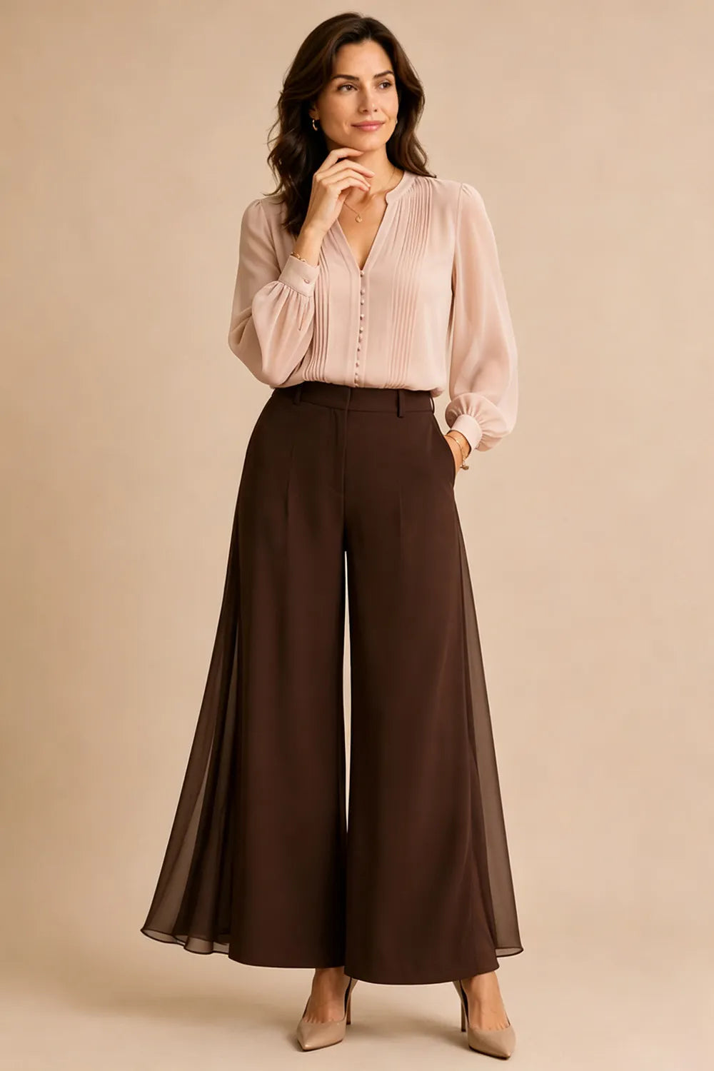 Elaine™ | Elegant Wide-Leg Formal Pant Suit