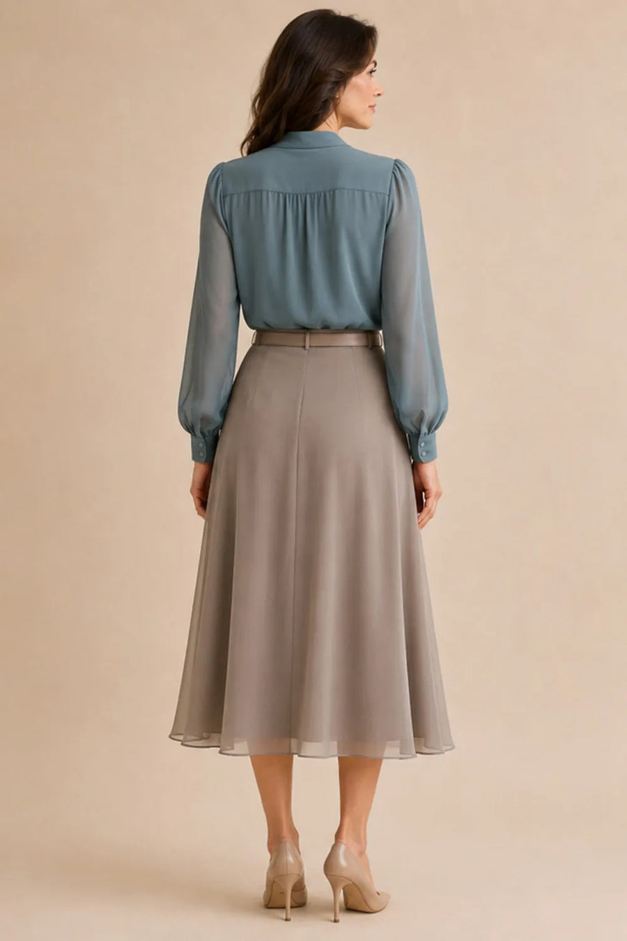 Diane™ | Bow Neck Chiffon Midi Dress