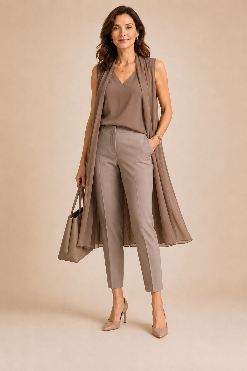 Barbara™ | Chiffon Overlay Pant Suit