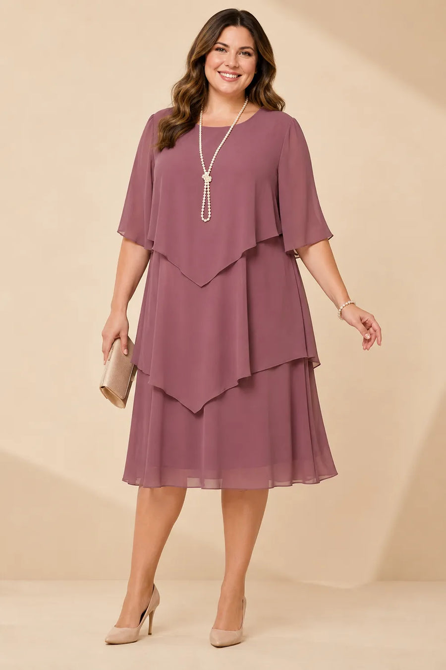 Aveline™ | Layered Chiffon Midi Dress
