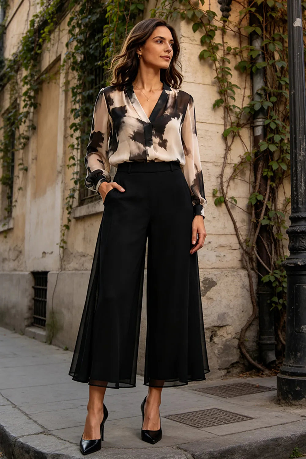 Cynthia™ | Printed Wide-Leg Pant Suit