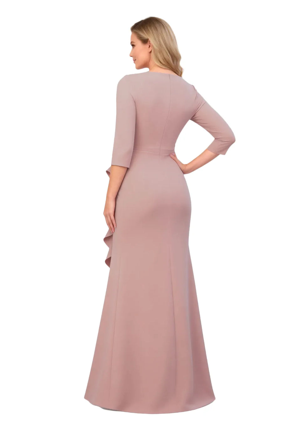 Marsha™ | Ruched V-Neck Ruffle Evening Gown