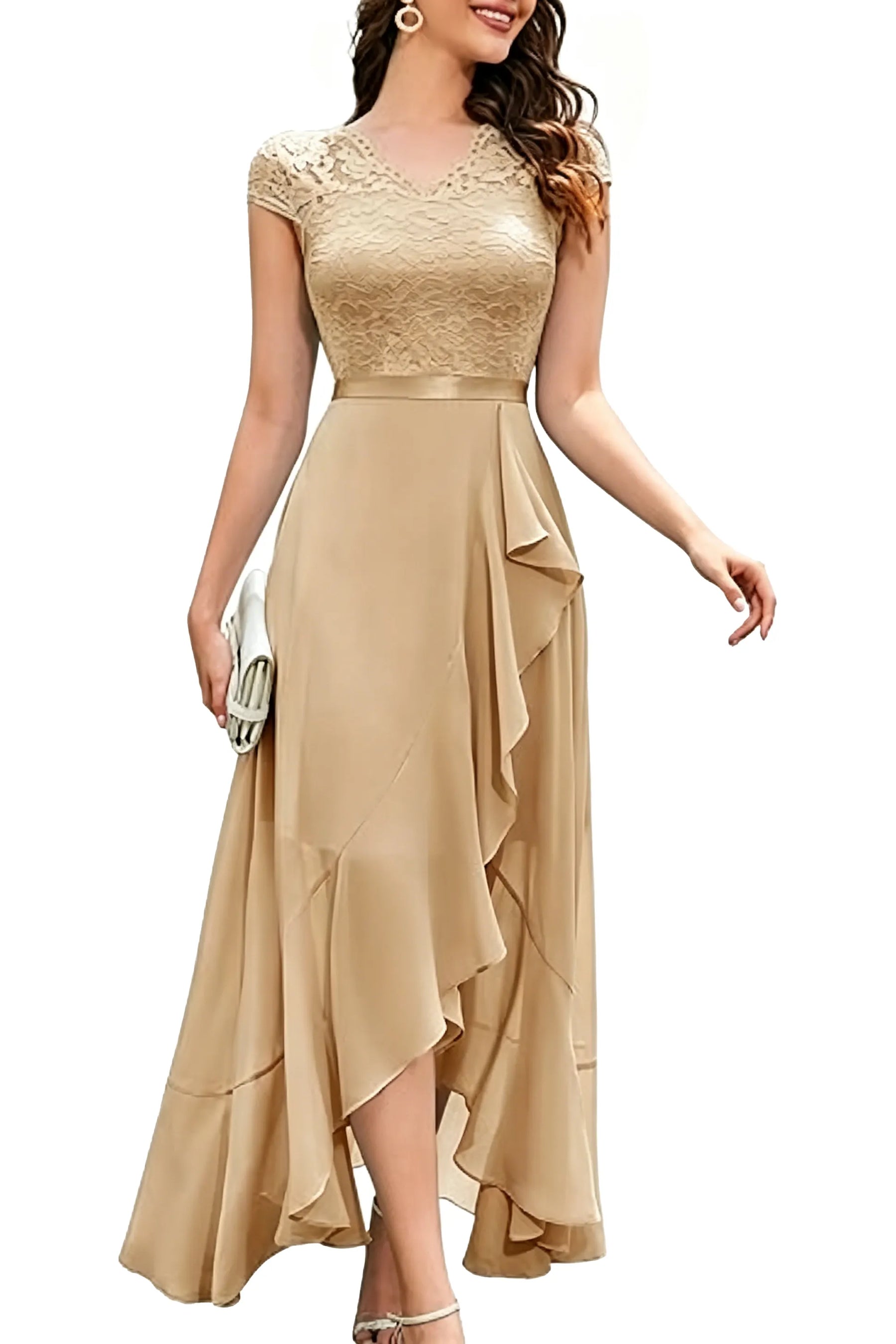 Sharon™ | Lace Bodice Chiffon Dress