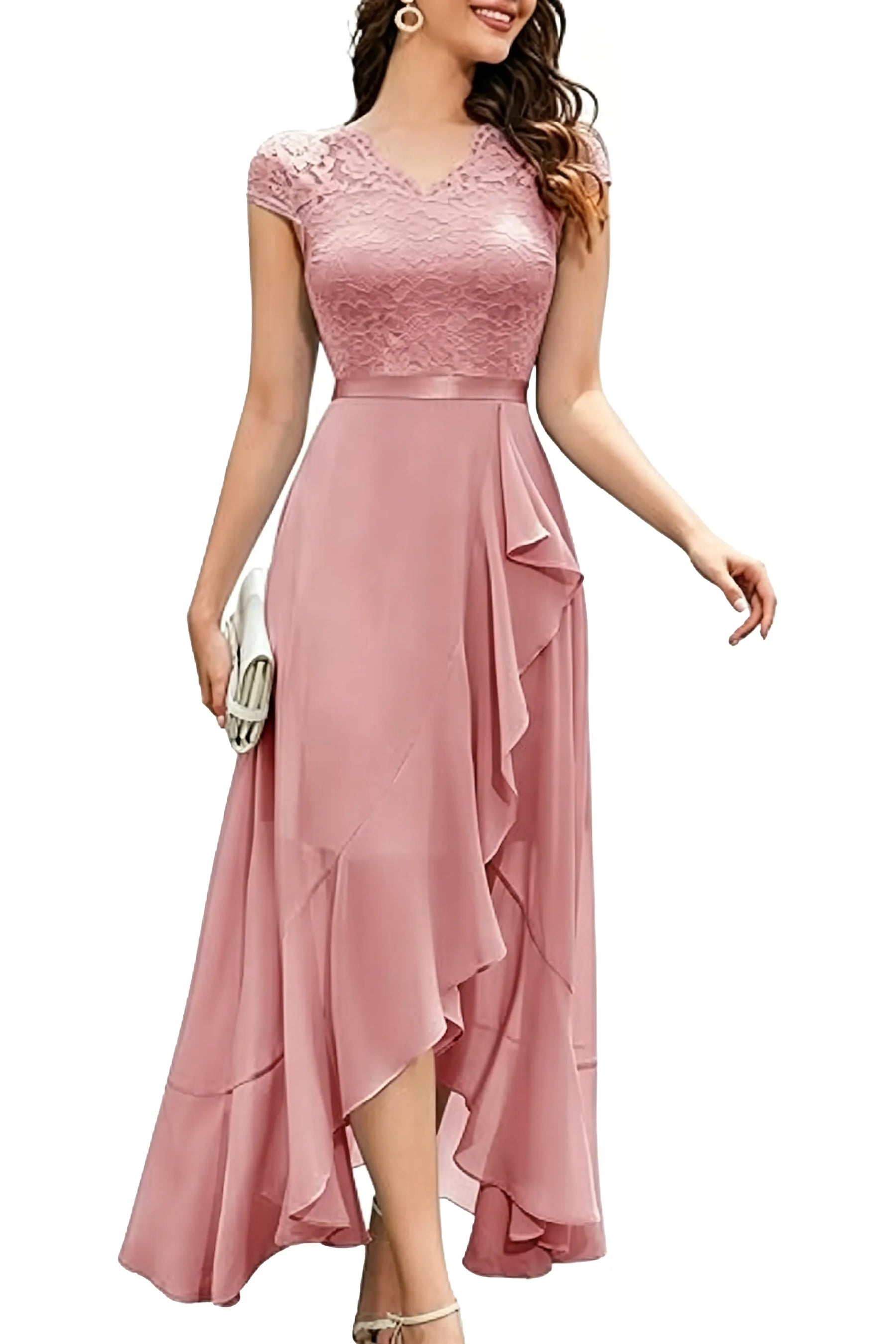 Sharon™ | Lace Bodice Chiffon Dress