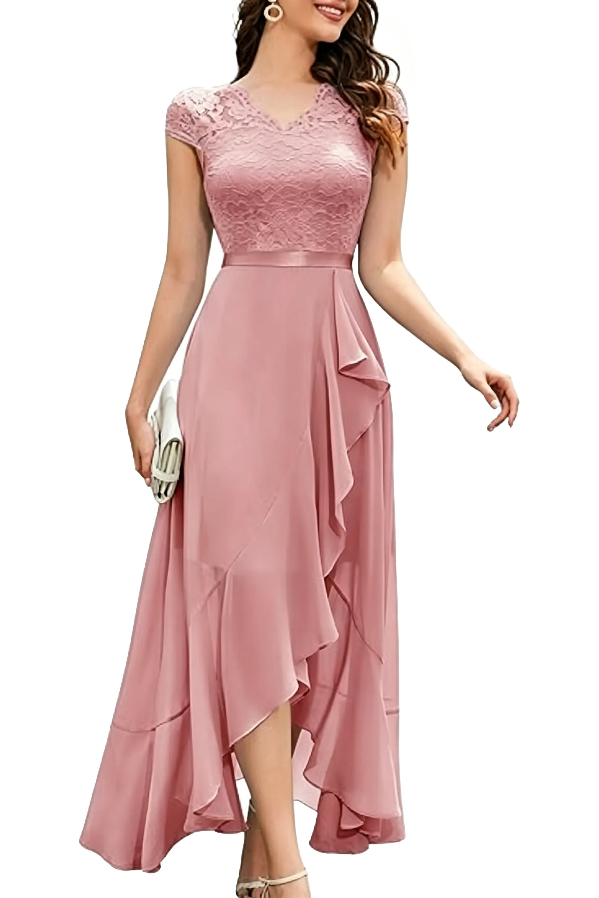 Sharon™ | Lace Bodice Chiffon Dress