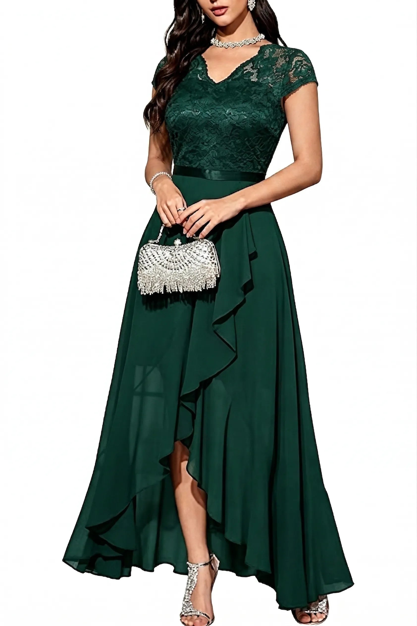 Sharon™ | Lace Bodice Chiffon Dress