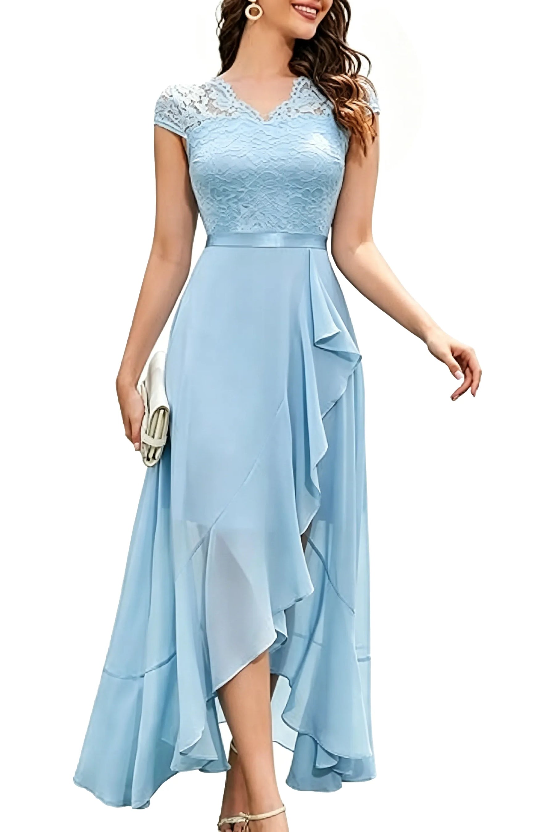 Sharon™ | Lace Bodice Chiffon Dress
