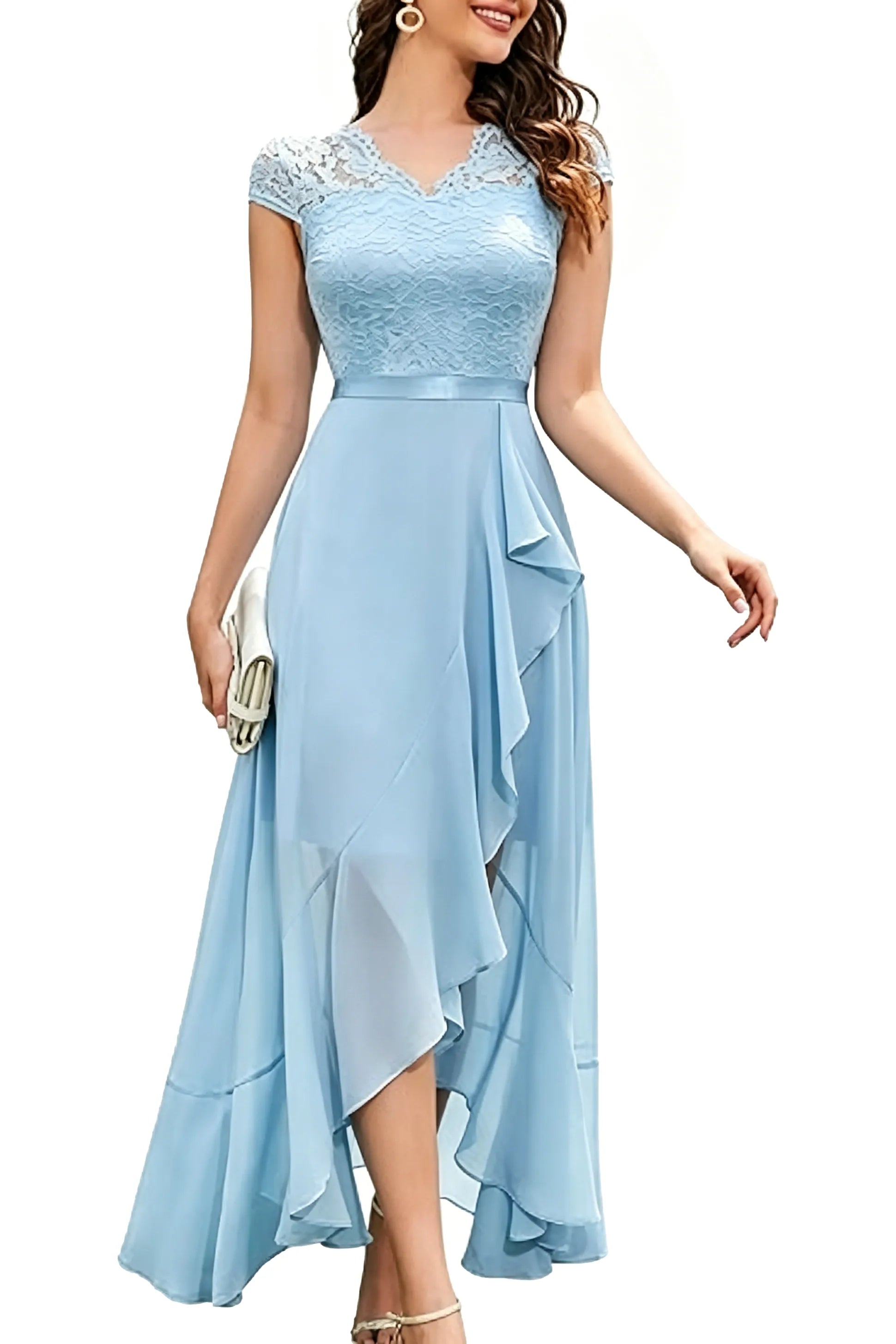 Sharon™ | Lace Bodice Chiffon Dress