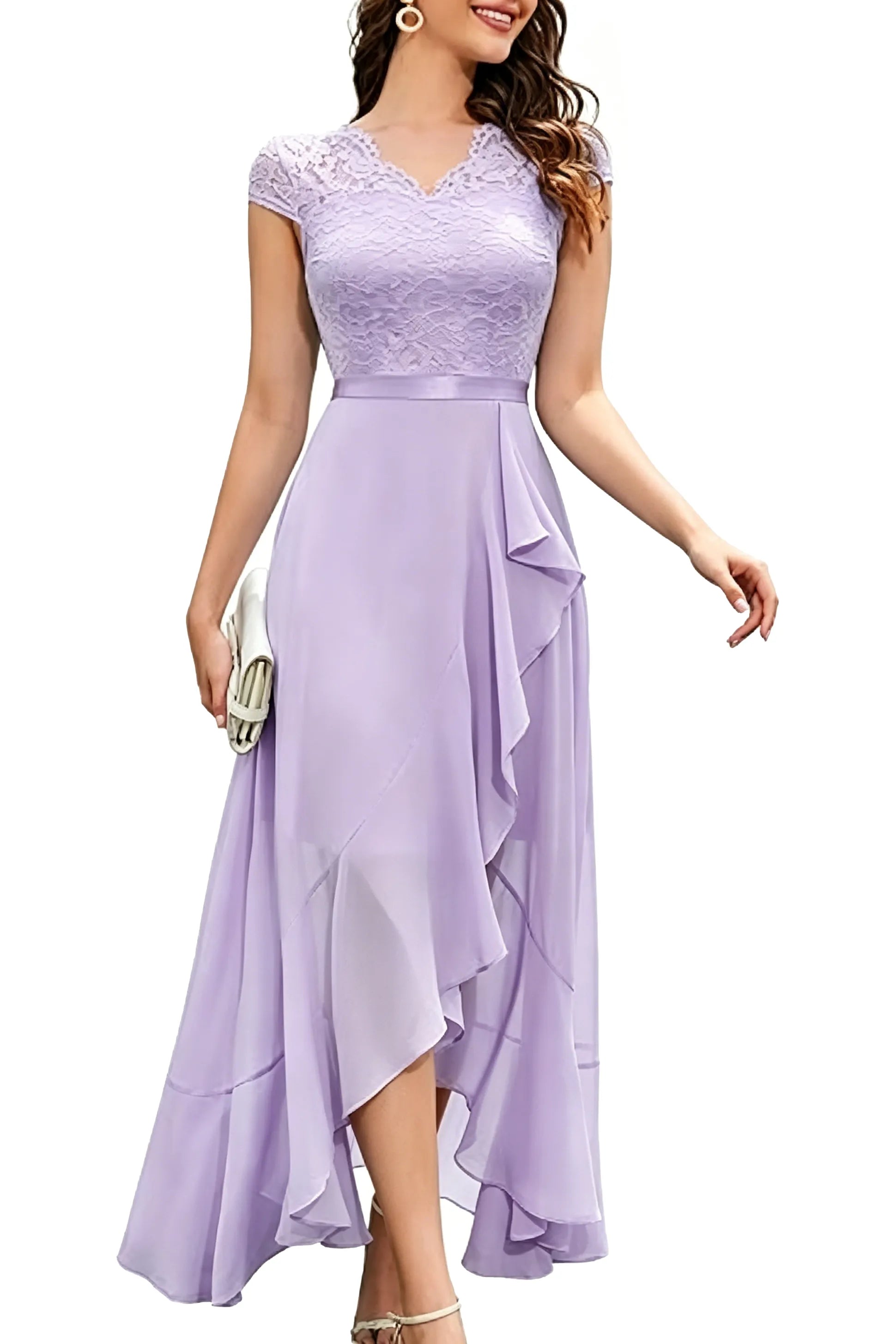 Sharon™ | Lace Bodice Chiffon Dress