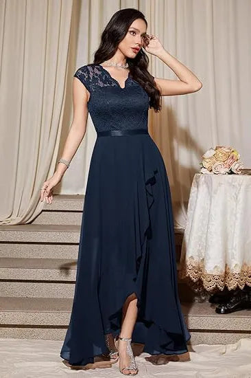 Sharon™ | Lace Bodice Chiffon Dress