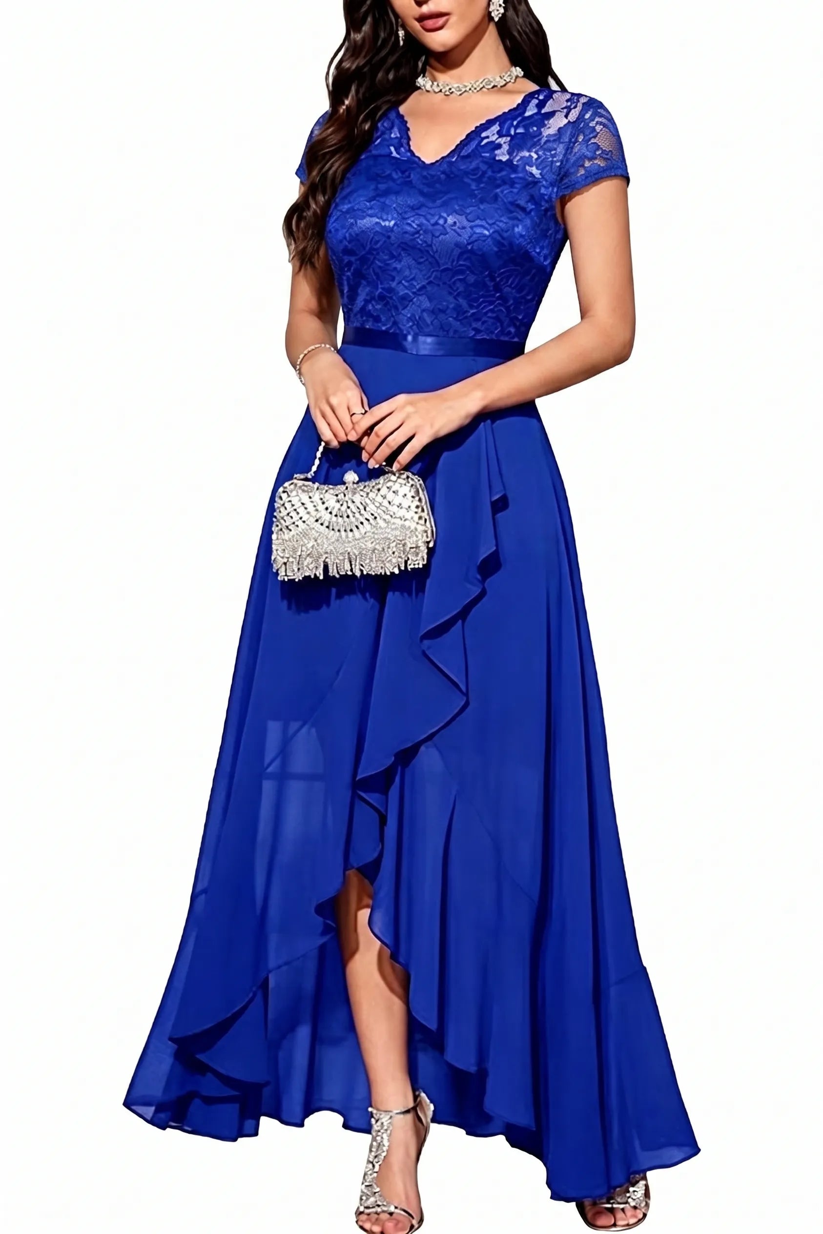Sharon™ | Lace Bodice Chiffon Dress