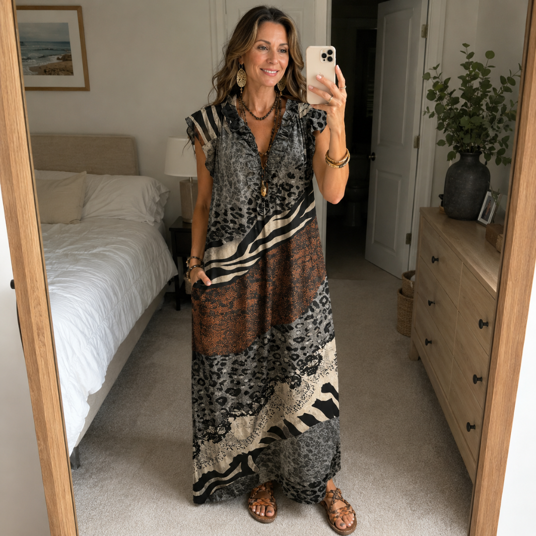 Indira™ | Bohemian Mixed Print Maxi Dress