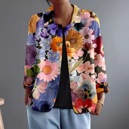 Margarita™ | Vibrant Garden Floral Button-Front Blouse