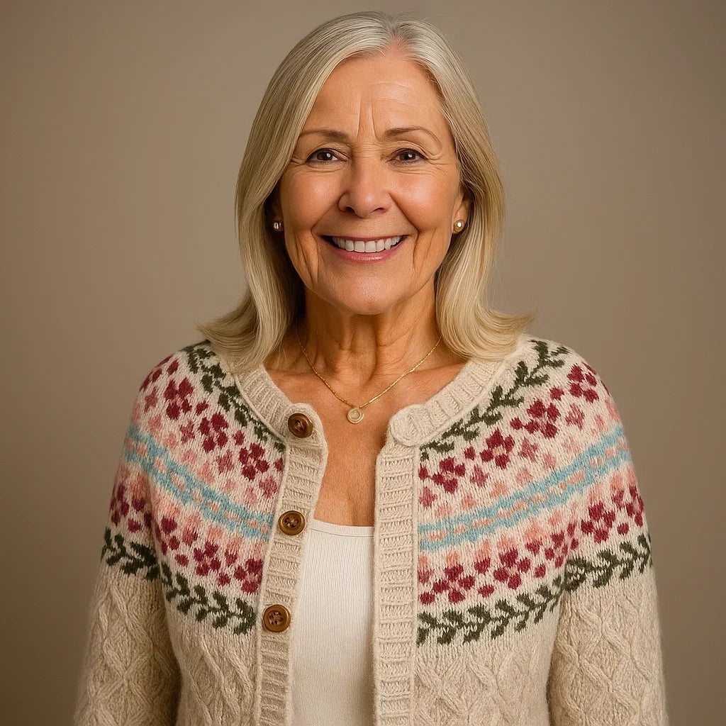 Elise™ | Nordic Fair Isle Button-Front Cardigan