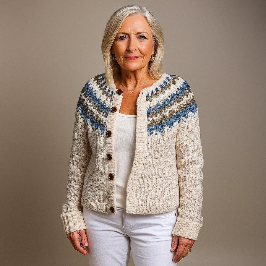 Nora™ | Nordic Fair Isle Button-Front Cardigan