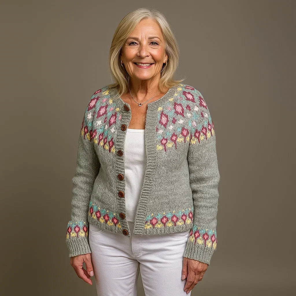 Violetta™ | Nordic Floral Button-Front Cardigan