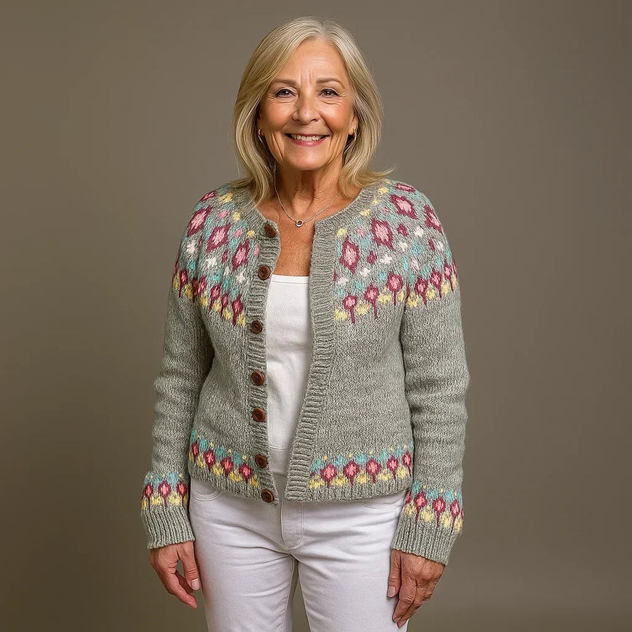 Violetta™ | Nordic Floral Button-Front Cardigan