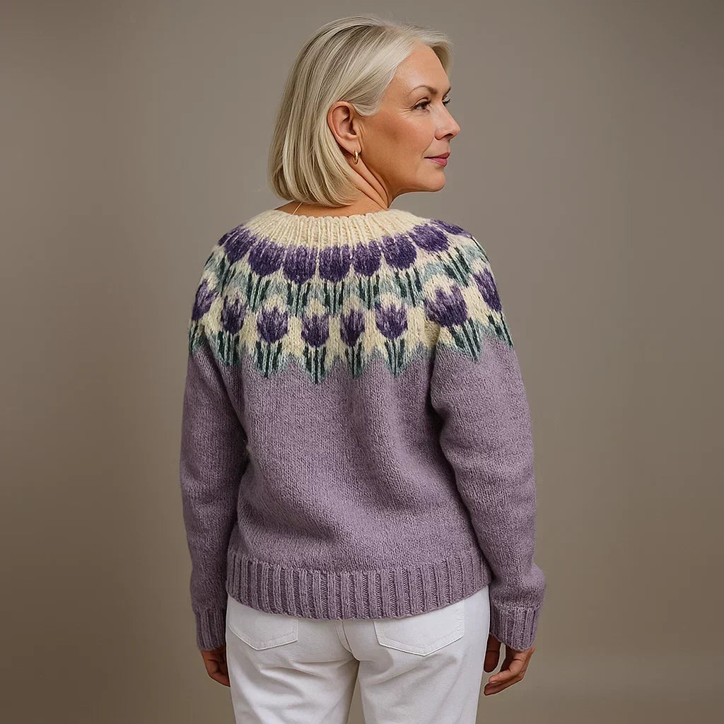 Elina™ | Floral Nordic Button-Front Cardigan