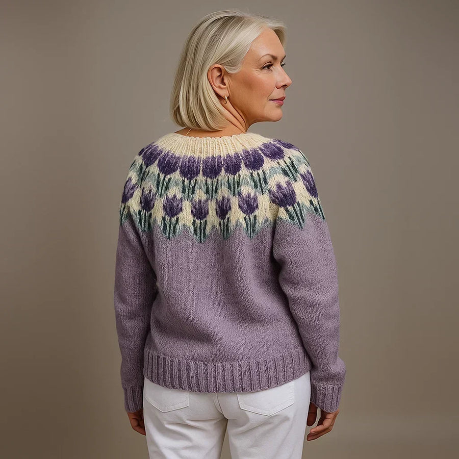 Elina™ | Floral Nordic Button-Front Cardigan