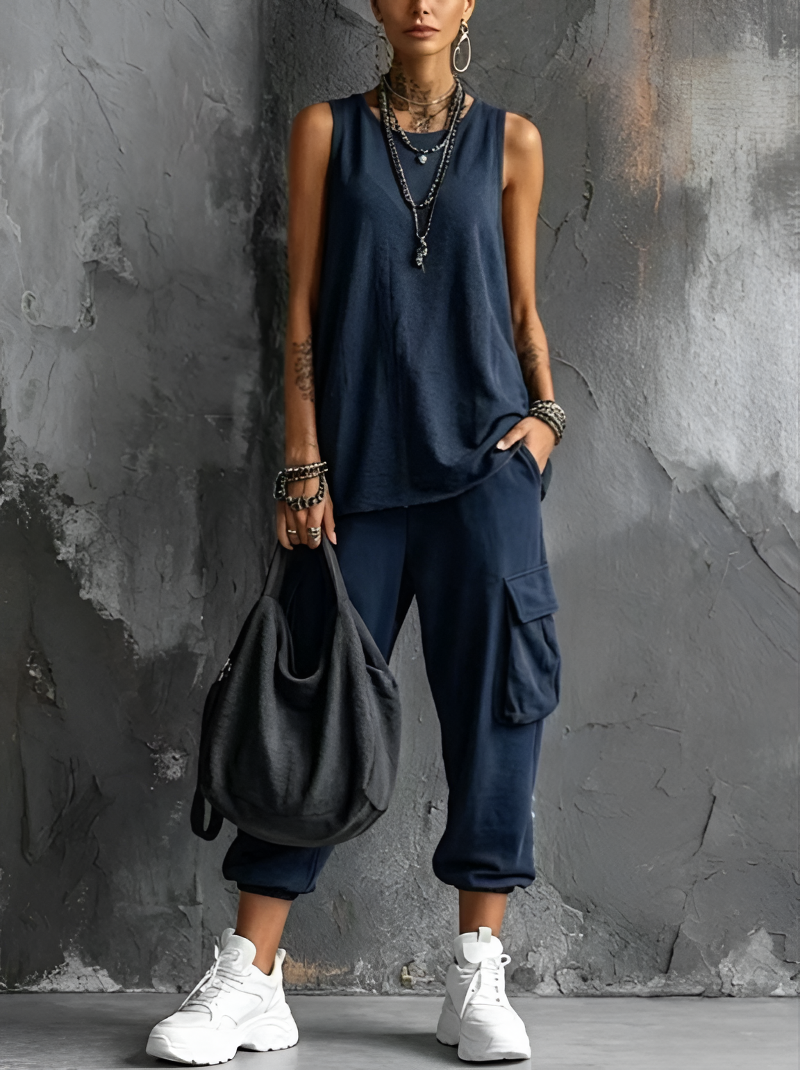 Manon™ | Relaxed Sleeveless Tunic & Cargo Jogger Set