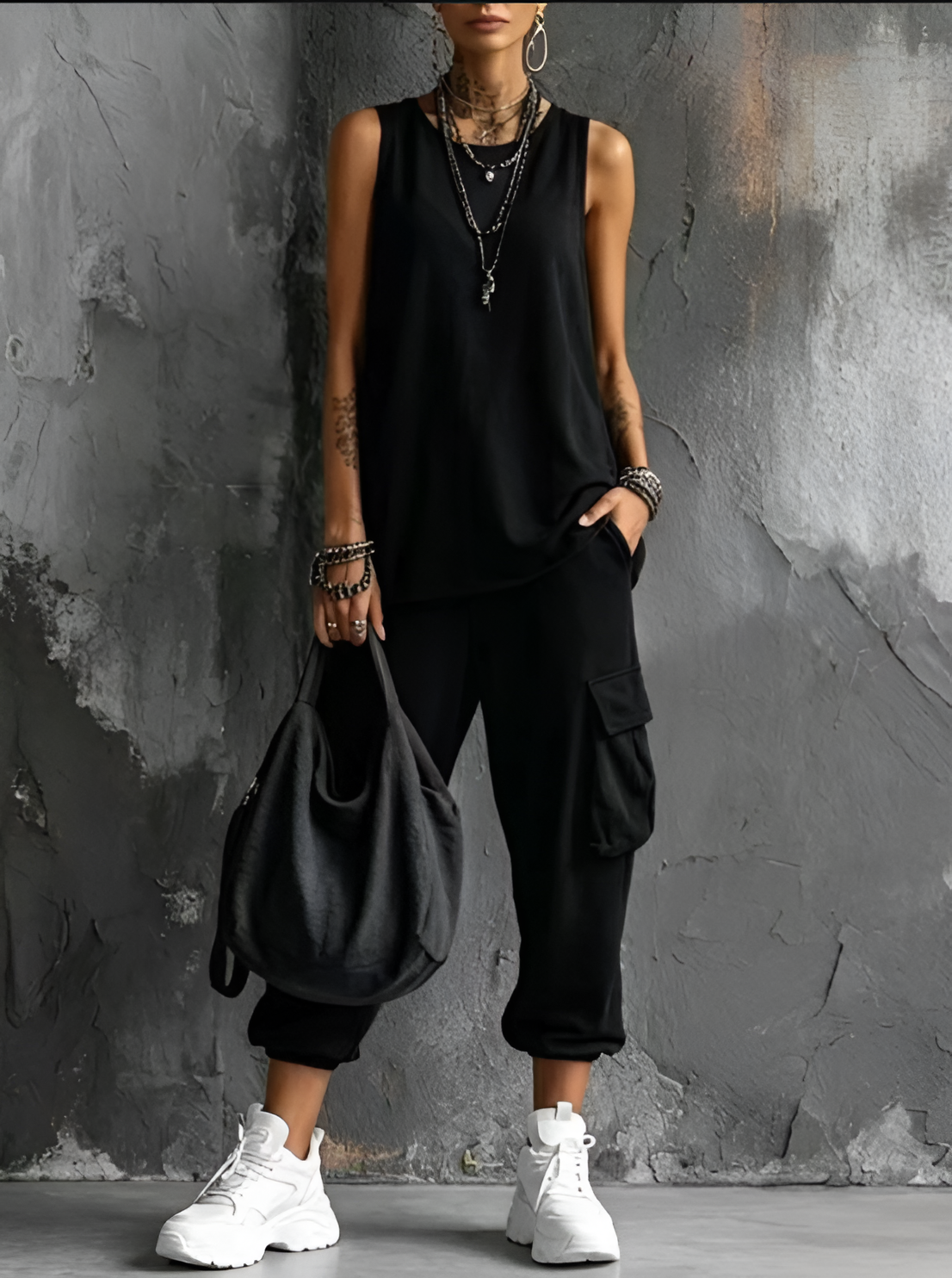 Manon™ | Relaxed Sleeveless Tunic & Cargo Jogger Set