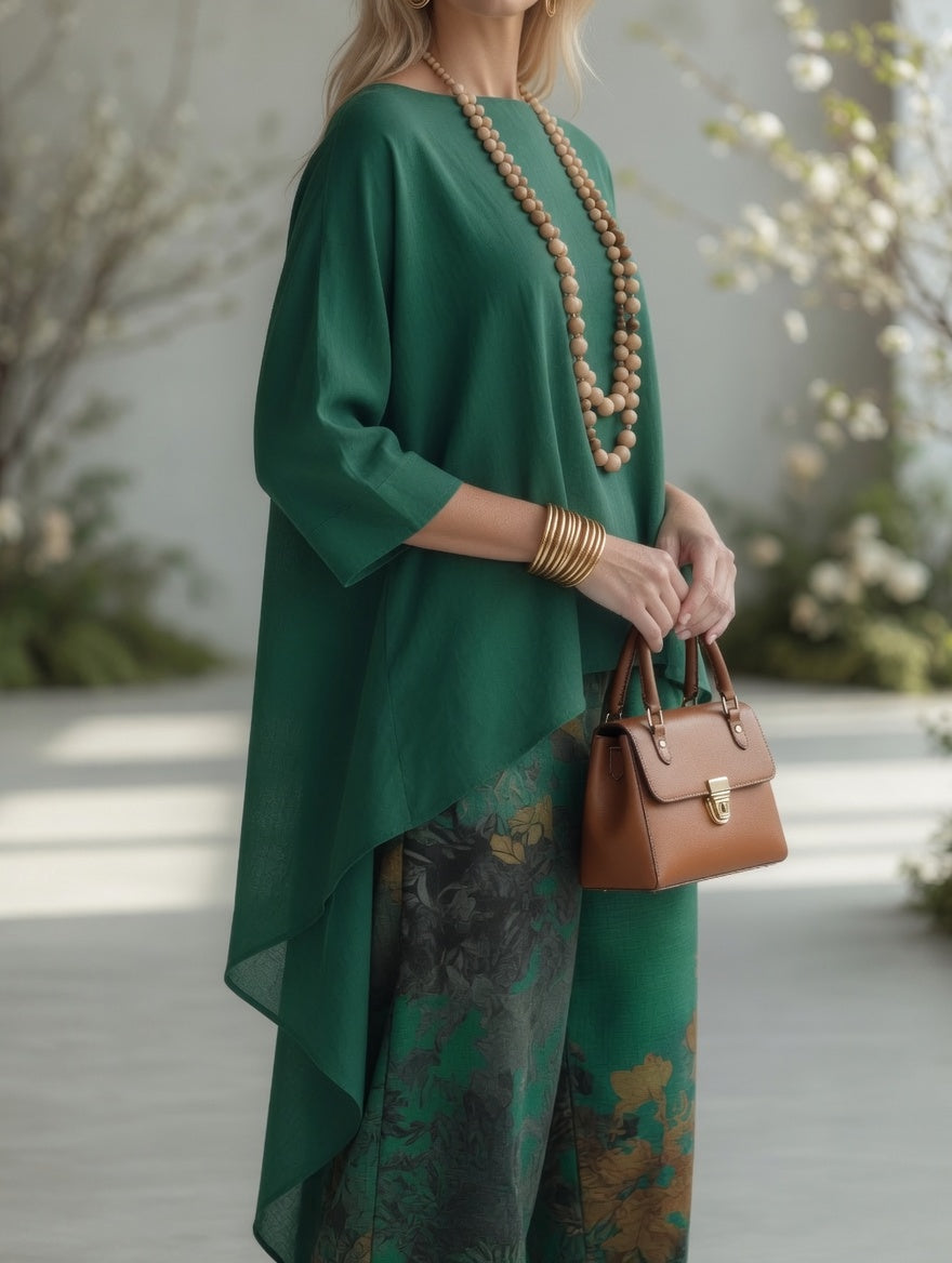 Carmen™ | Flowing High-Low Tunic & Floral Pants Set