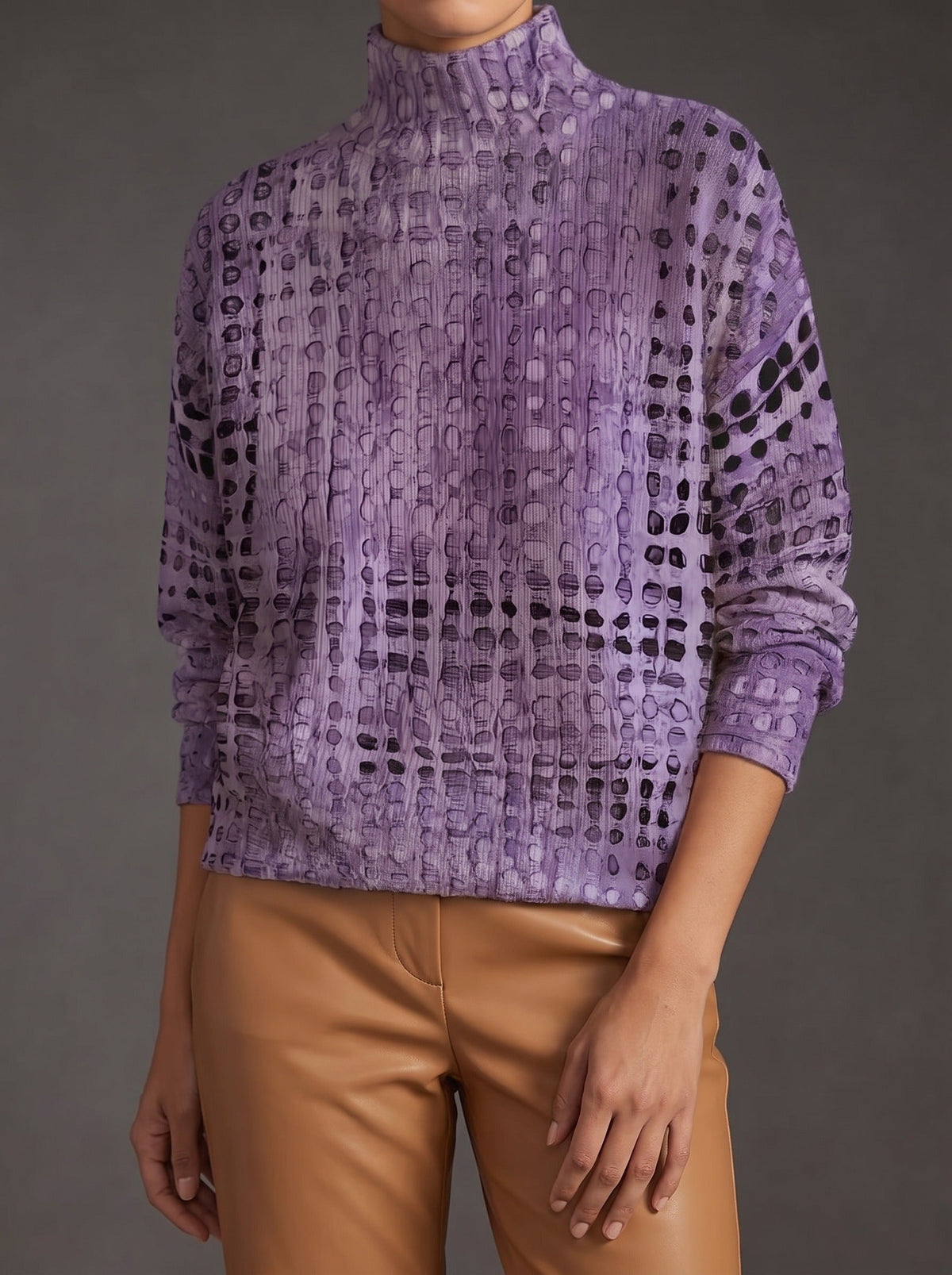 Ysolde™ | Textured Lattice Turtleneck Sweater